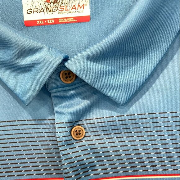 Grand Slam Performance Men's 3-Button Striped Golf Polo Shirt Size XXL in Blue - Picture 6 of 13